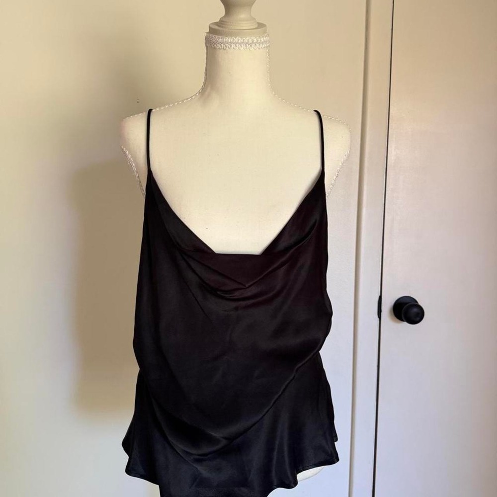 Zara Black satin slip top